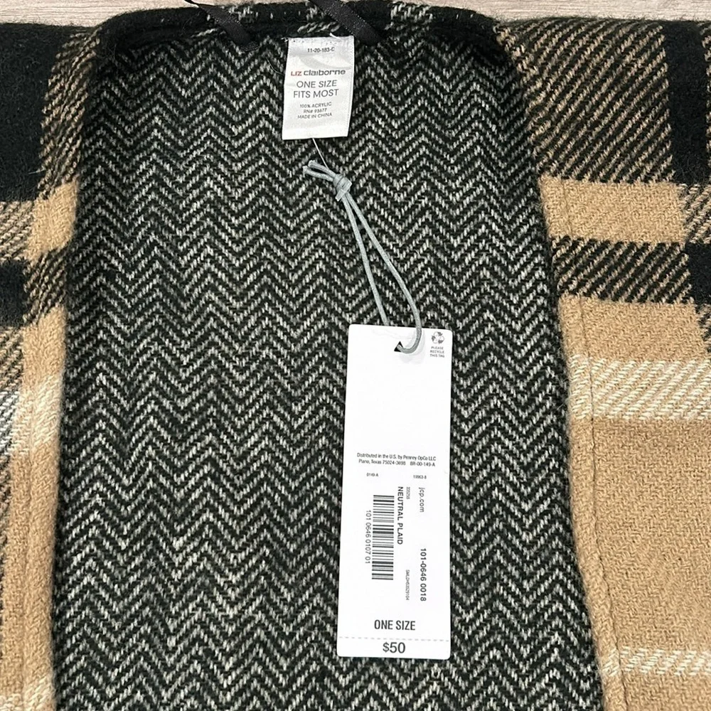 Poncho by Liz Claiborne neutral plaid